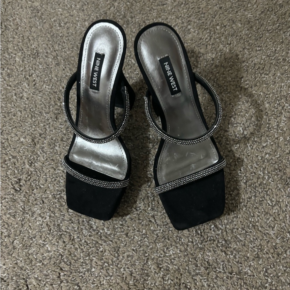 Black with silver accents  sandal heels